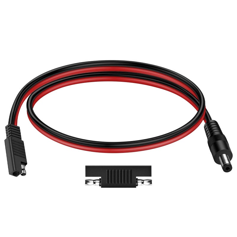 iGreely SAE Plug to DC 5.5mm x 2.1mm Male 14AWG 2ft/60cm Adapters Cables with SAE Polarity Reverse Adapter for Automotive, RV, Solar Panel - Image 1